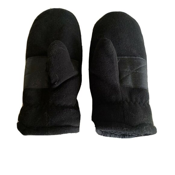 Black Winter Fleece-Lined Mittens L/XL 90% Polyester 10% PVC - Picture 1 of 4